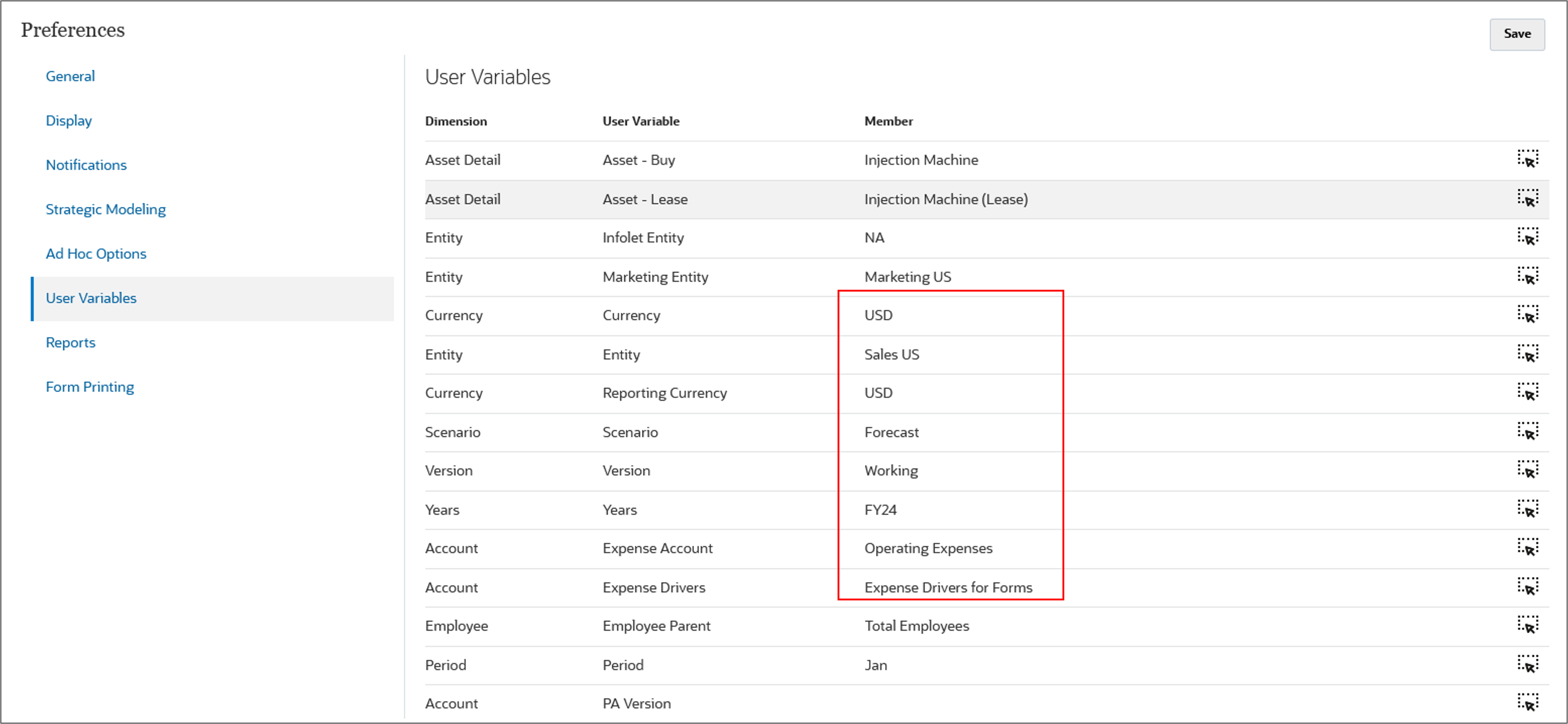 User Variables